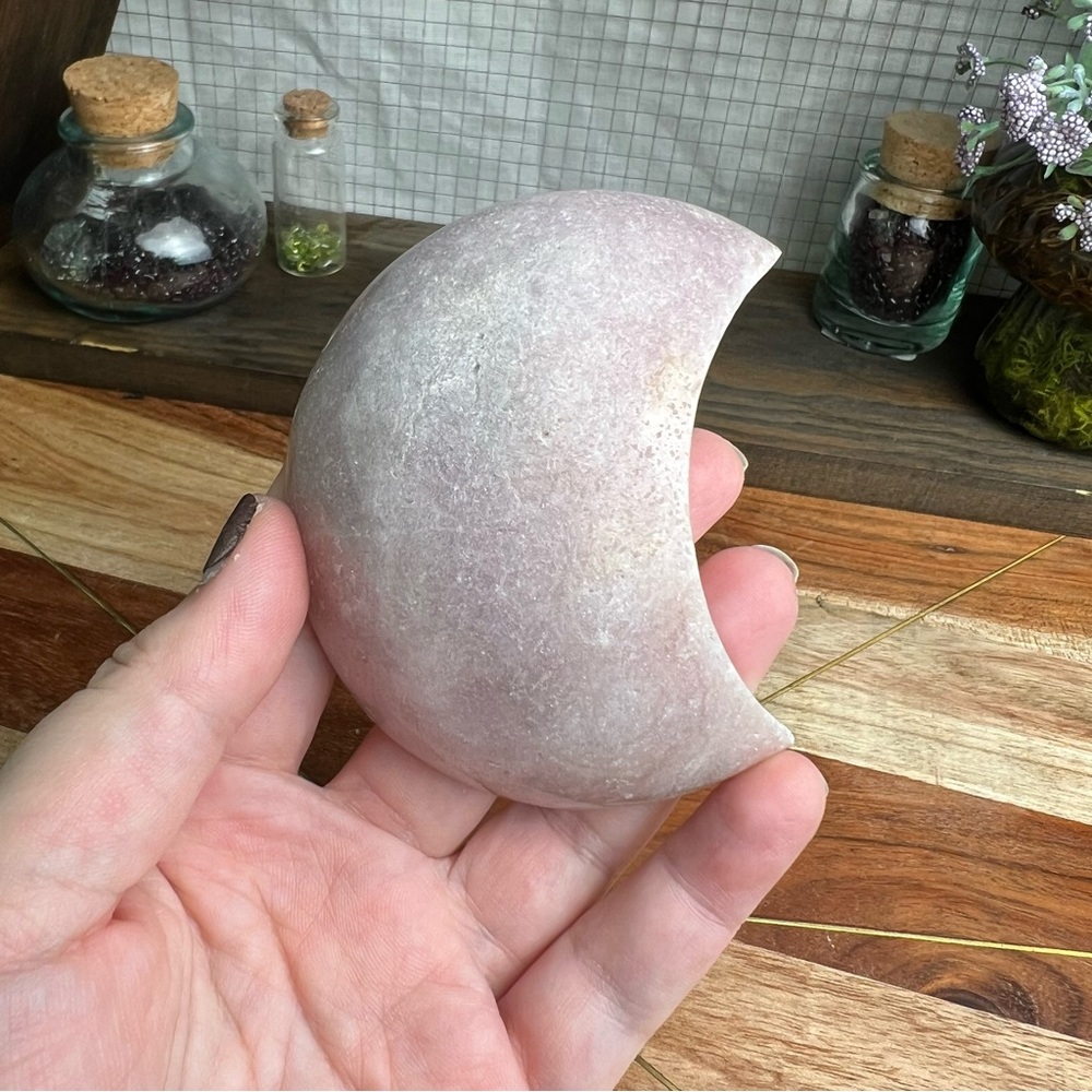 Amethyst Pale Pink Crescent Moon Stone